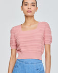 Knitted Cropped Puff Sleeve Top