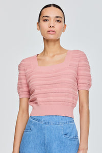 Knitted Cropped Puff Sleeve Top