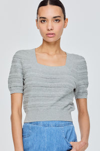 Knitted Cropped Puff Sleeve Top