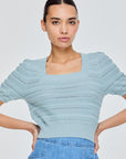 Knitted Cropped Puff Sleeve Top