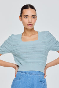 Knitted Cropped Puff Sleeve Top