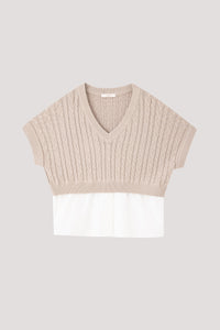 Knitted Vest Layered Shirt