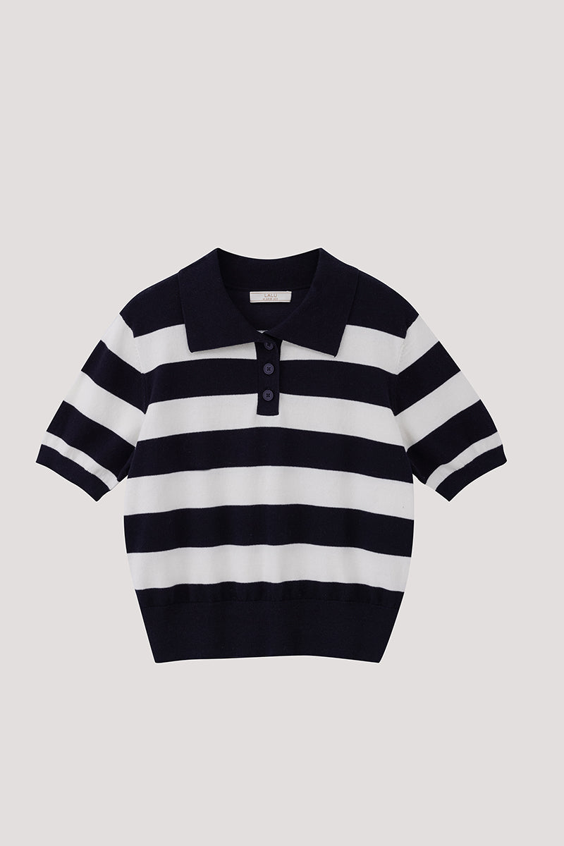 Striped Knit Polo Shirt – iORA