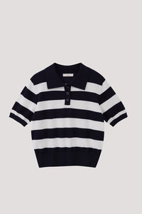 Striped Knit Polo Shirt