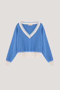 Relaxed V-Neck Crop Pullover