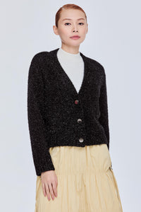 Fuzzy Glitz V Neck Cardigan