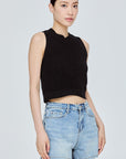 Contrast Neck Knit Top