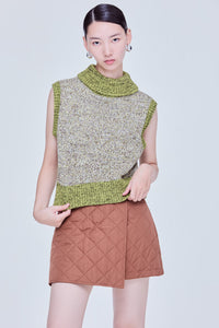 High Neck Marled Knit Tank Top