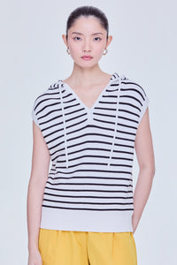 Relaxed Sleeveless Stripes Sweatshirt