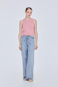 Contrast Rib Halter Top