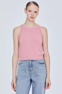 Contrast Rib Halter Top