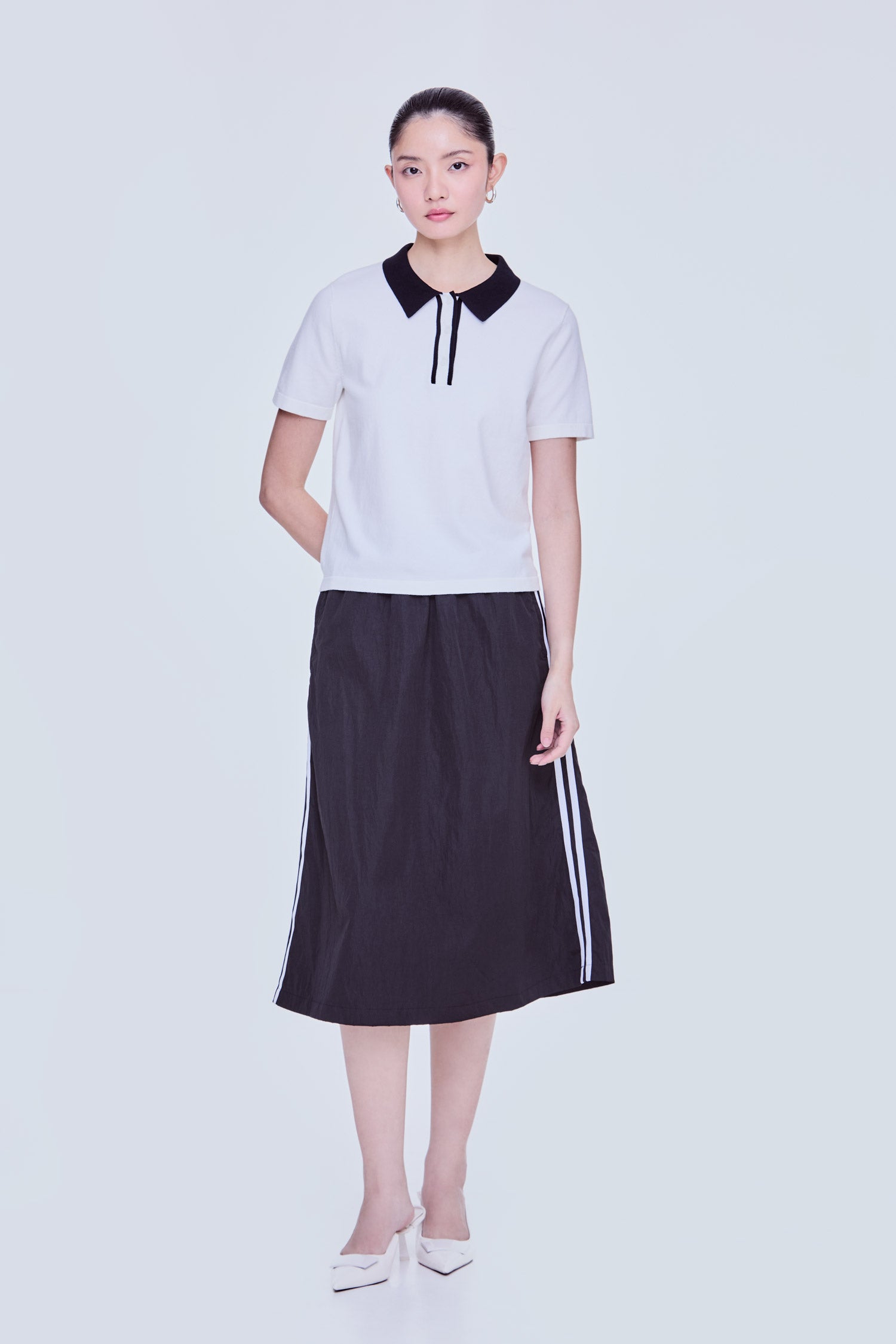 Contrast Polo Knit Top