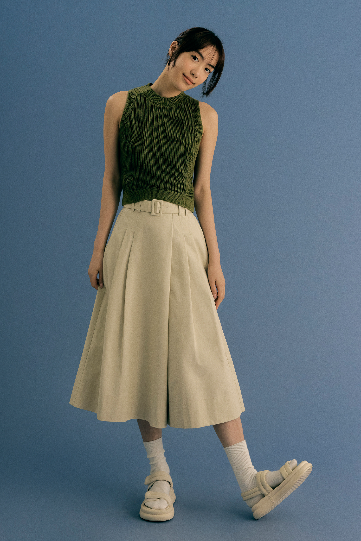 Belted Pleated Culottes