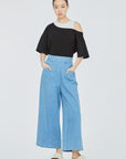 Thick Waistband Wide Leg Jeans