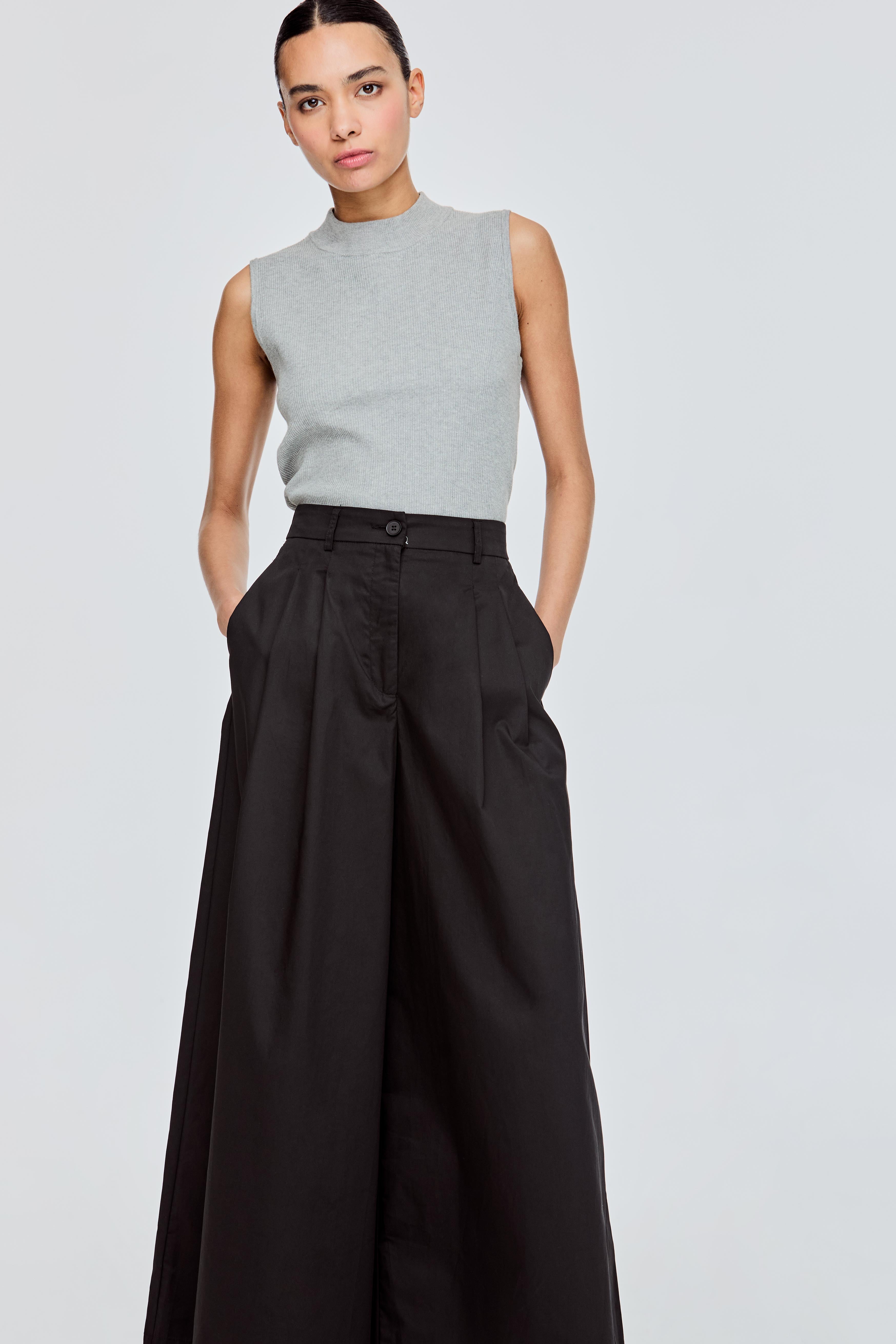 +(Plūs) Wide two-pleat trousers Dark gra Dark Grey Wide Leg Pleated 3 Ply Fresco Trouser - Custom Fit