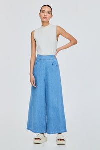 Thick Waistband Wide Leg Jeans