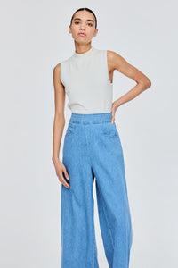 Thick Waistband Wide Leg Jeans