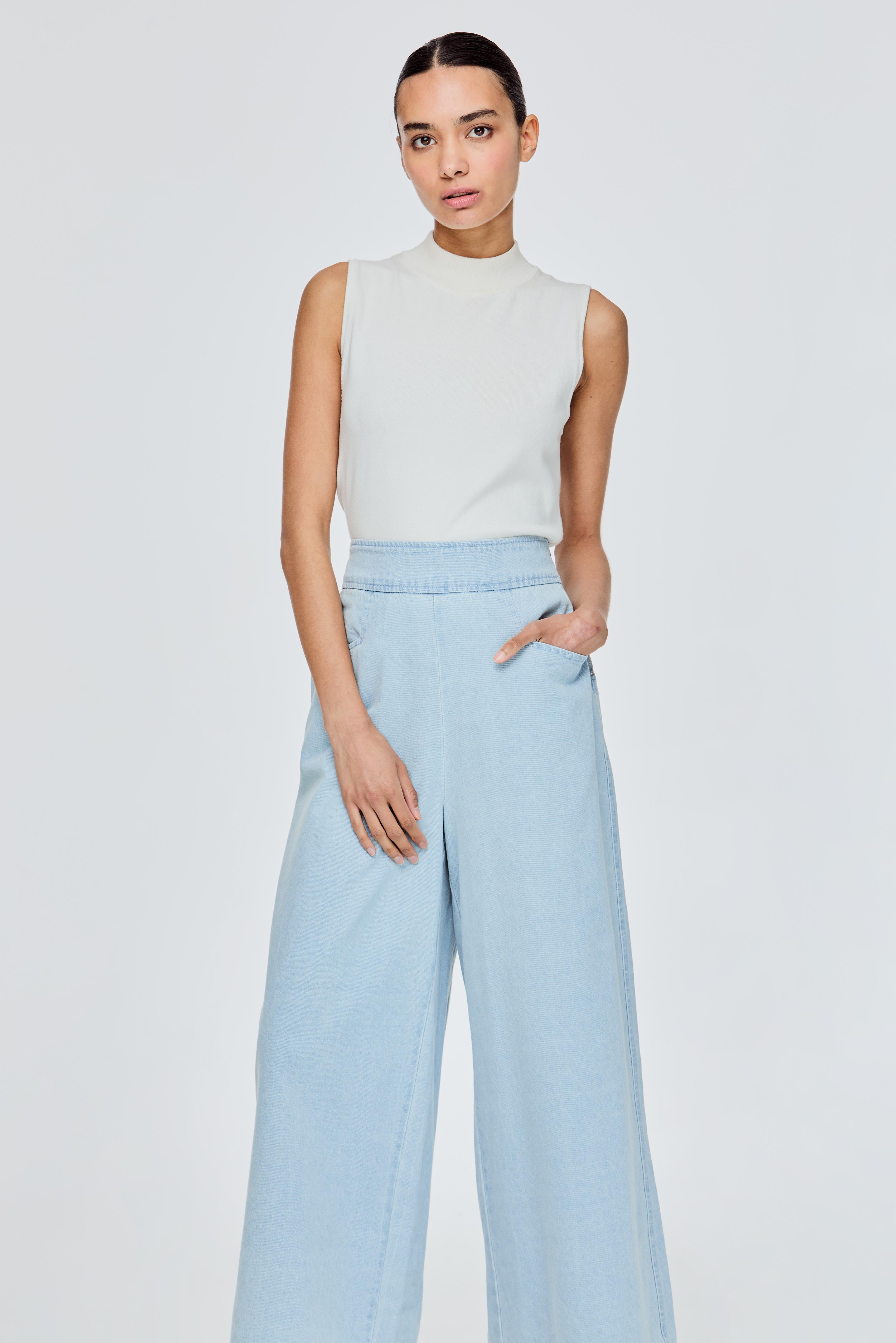 Thick Waistband Wide Leg Jeans