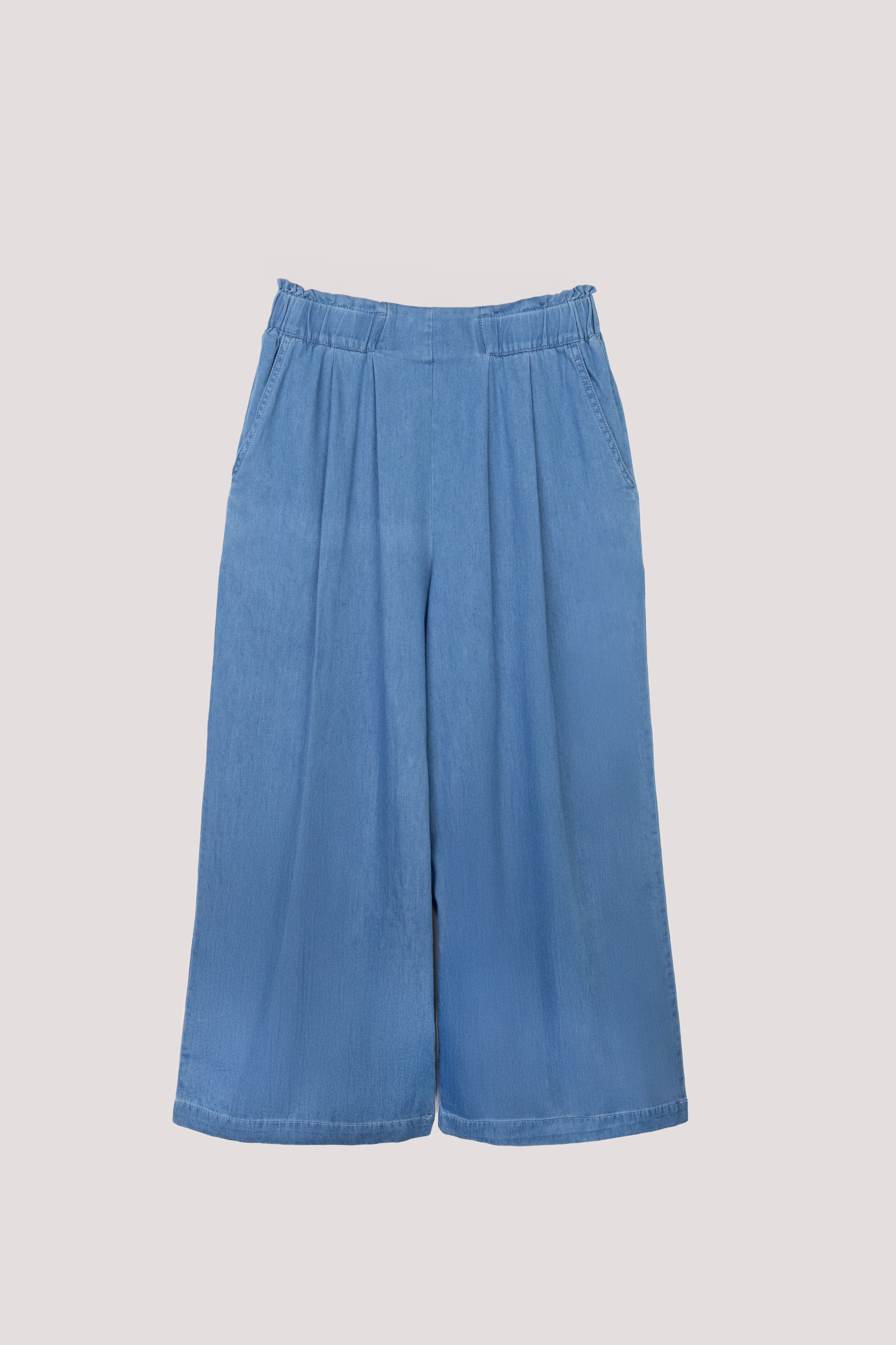 Inverted Pleat Denim Pants