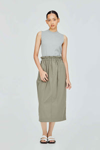 Ruffle Waistband Maxi Skirt