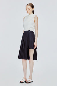 Asymmetrical Pleated Wrap Skirt