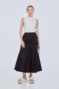 Scrunched Tiered Flare Skirt