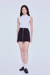 Metal Zip Mini Skirt