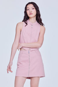 Metal Zip Mini Skirt