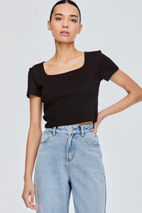 Square Neck Rib Crop Top