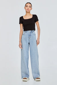 Square Neck Rib Crop Top