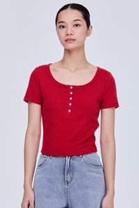 Scoop Neck Ribbed Knit Top