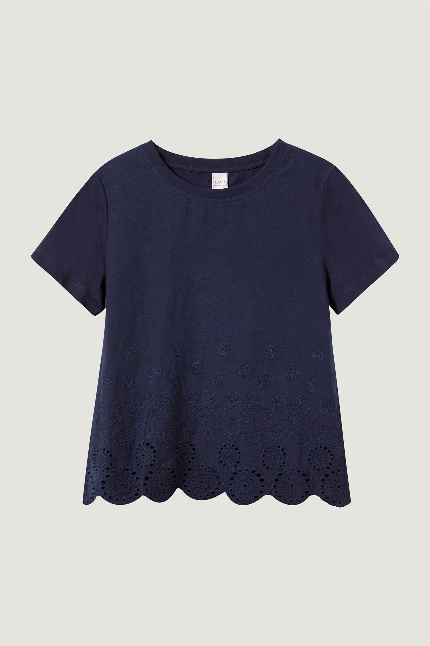 Broderie Crew Neck Tee