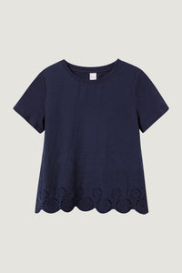 Broderie Crew Neck Tee