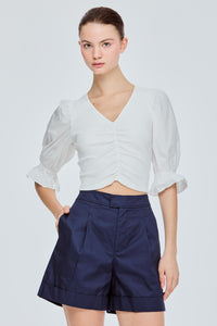 Puff Sleeve Ruched Top