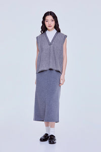 Denim Washed Sleeveless Blouse
