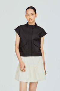 Cropped Utilitarian Leather Vest