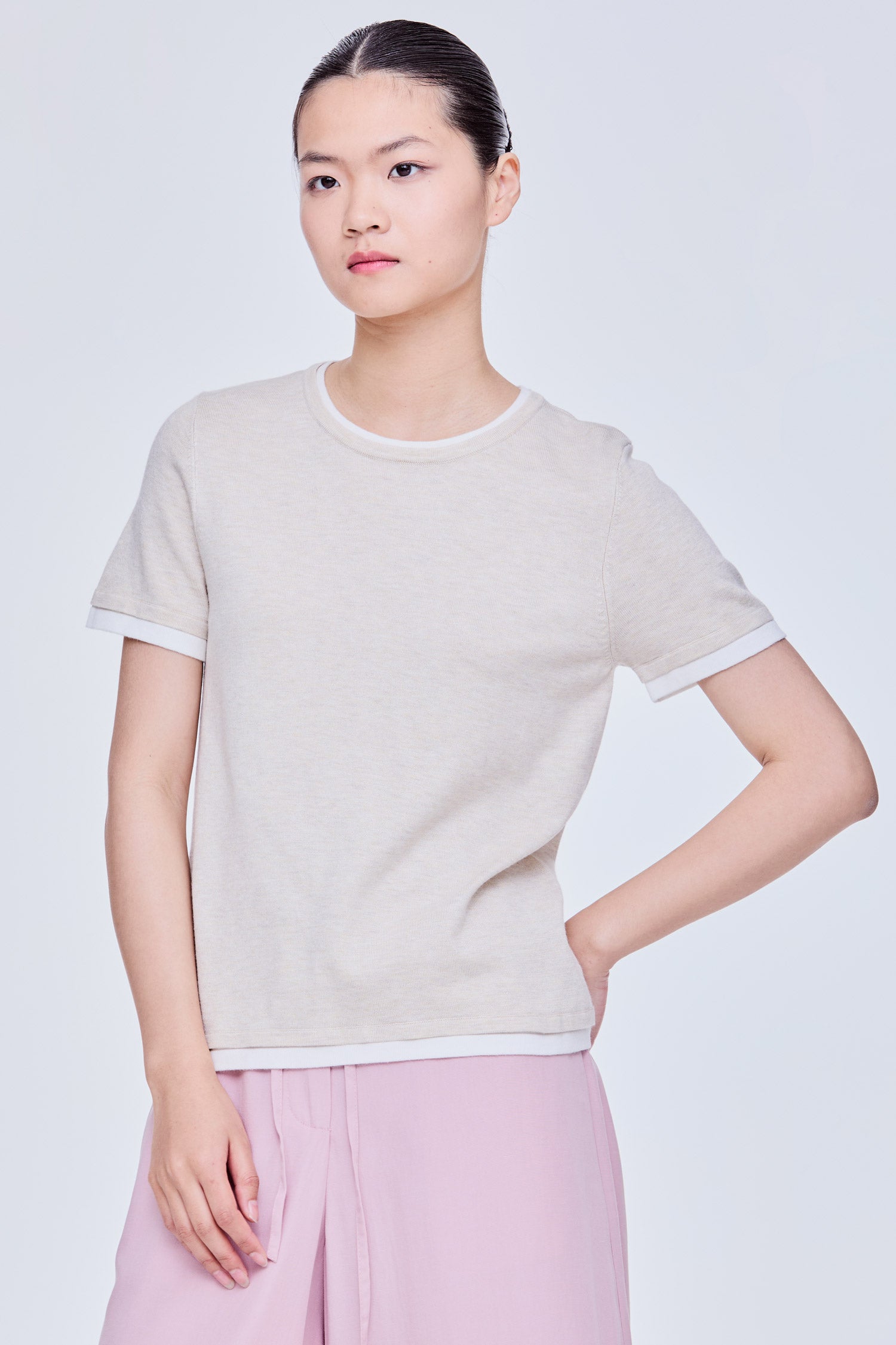 Contrast Trim Knit Tee