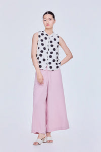 Mandarin Collar Printed Sleeveless Top