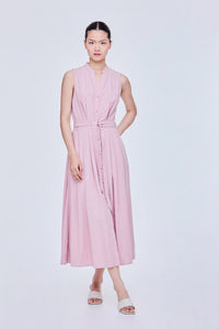 Collared V-Neck Sleeveless Maxi Dress
