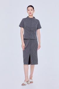 Stripes Mock Neck Paneled Top