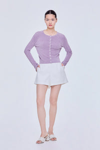 Round Neck Fluffy Cardigan