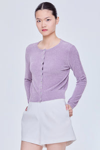 Round Neck Fluffy Cardigan