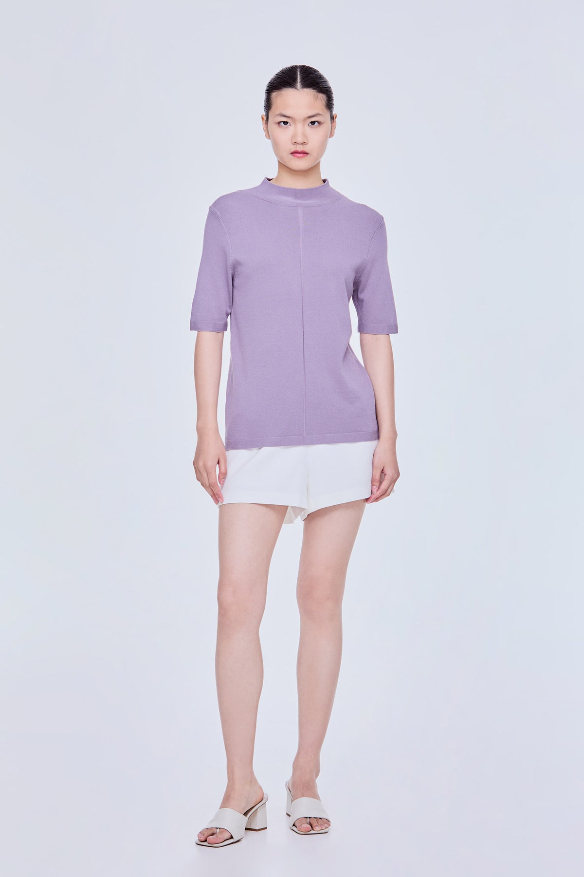 Mock Neck Paneled Top