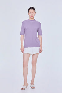 Mock Neck Paneled Top