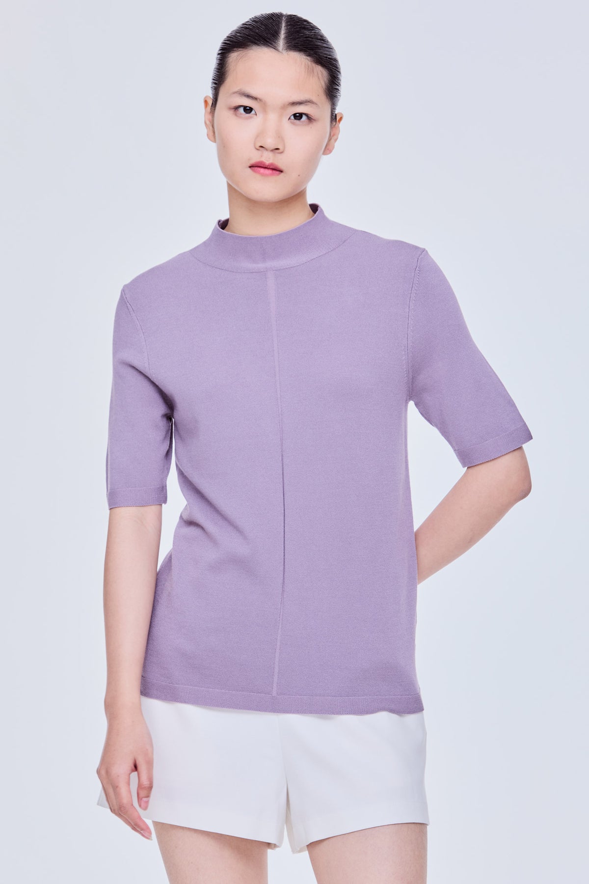 Mock Neck Paneled Top
