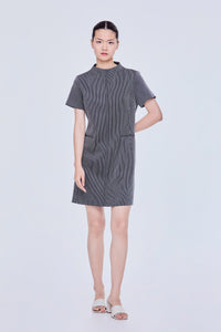 Stripes Mock Neck Mini Dress