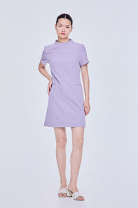 Mock Neck Paneled Mini Dress