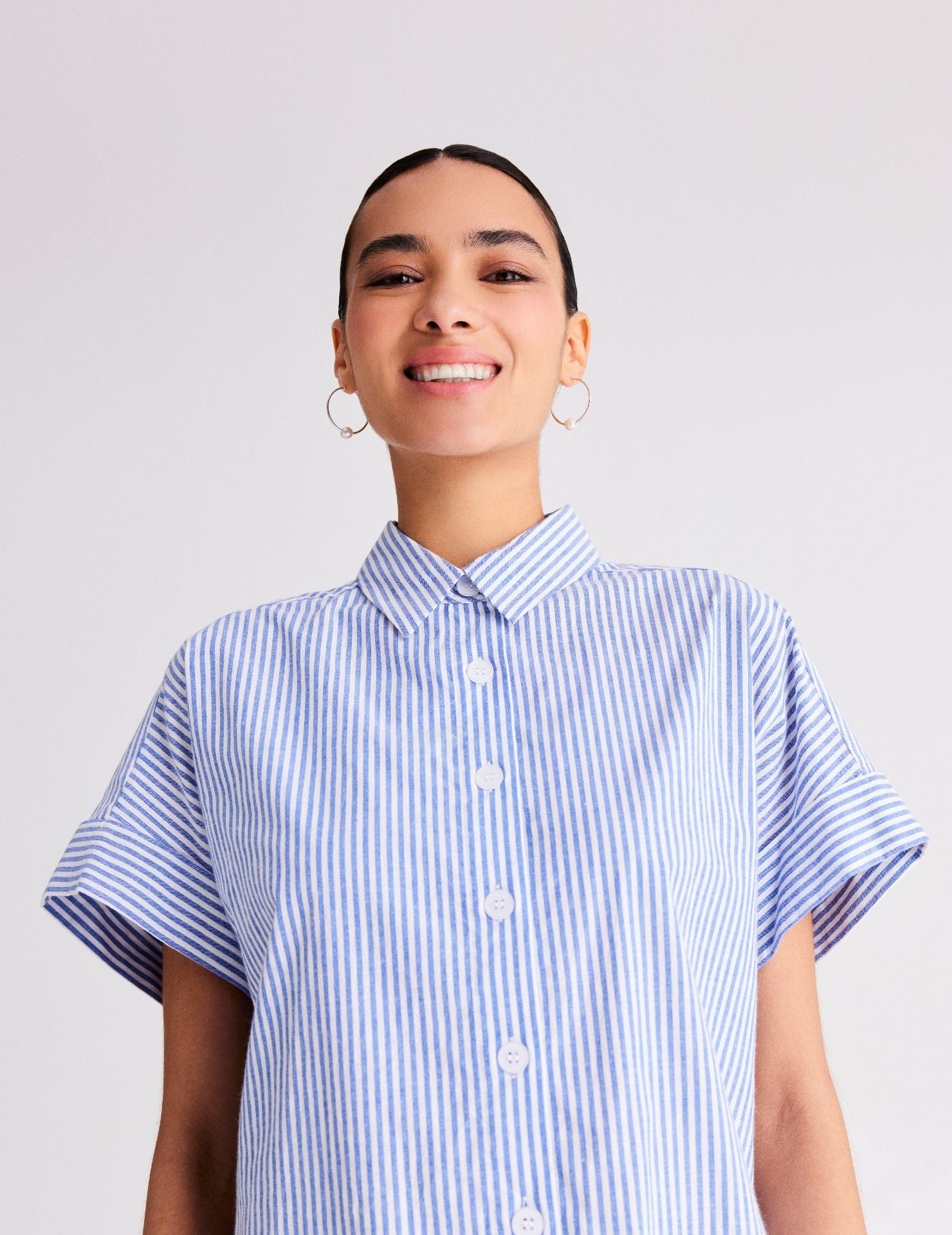 Relax Fit Denim Stripes Blouse