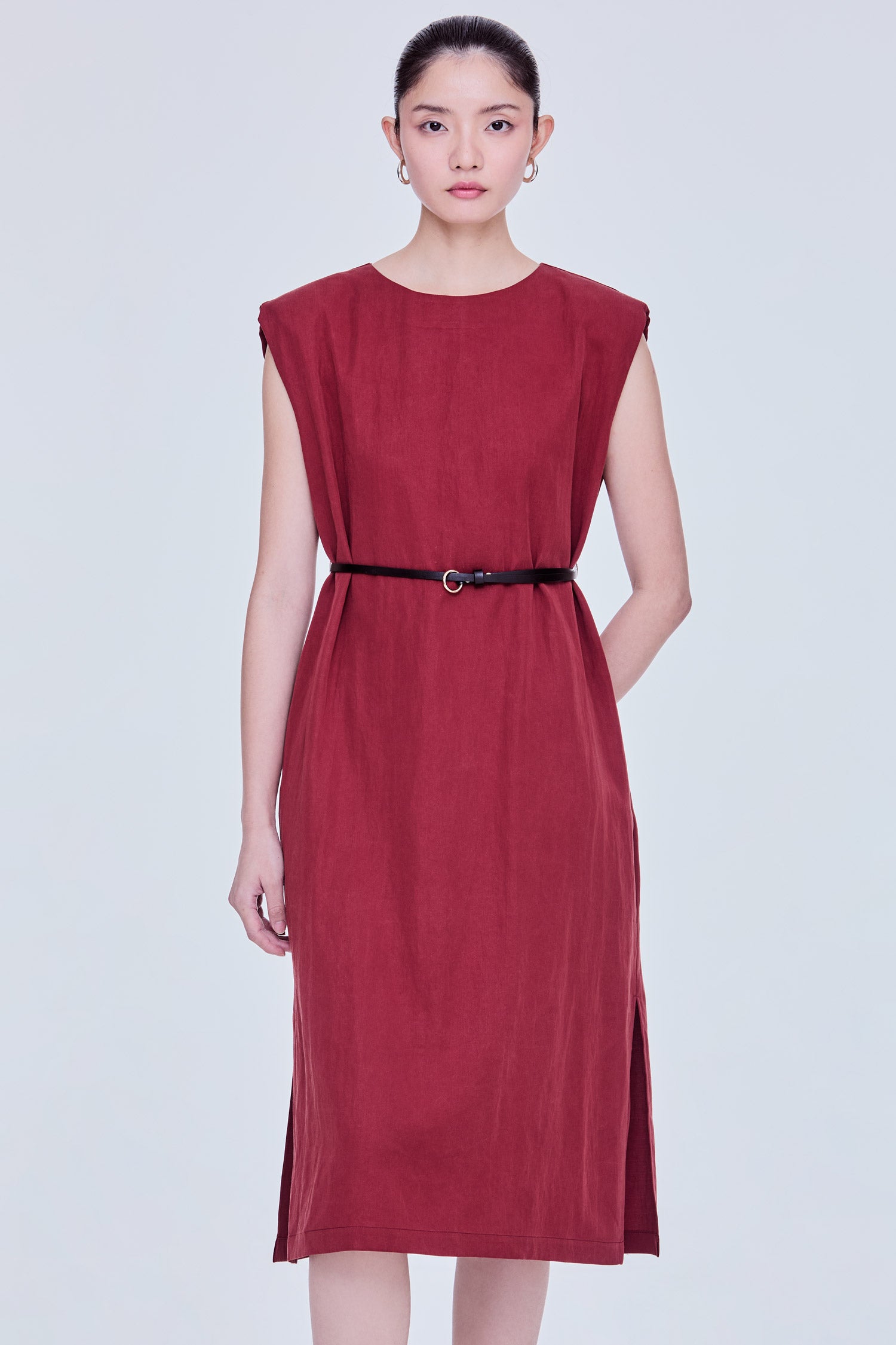Straight Cut Sheen Dress – iORA Straight Cut Sheen Dress – iORA