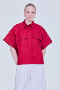 Pocketed Boxy Shirt Top
